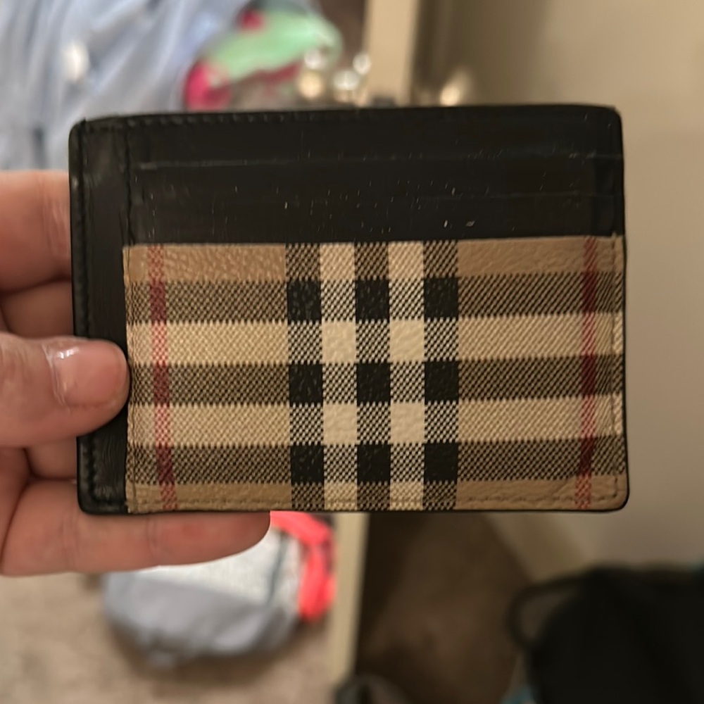 Burberry Black and Tan Money Clip with Iconic Check Design